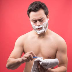 men shave for charity