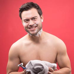 men shave for charity