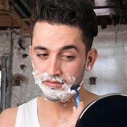 men shave for charity