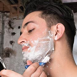 men shave for charity