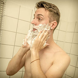 men shave for charity