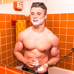 men shave for charity