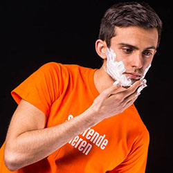 men shave for charity