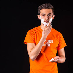 men shave for charity