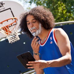 men shave for charity