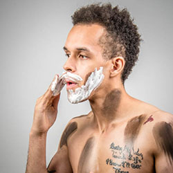 men shave for charity