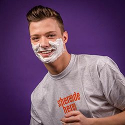 men shave for charity