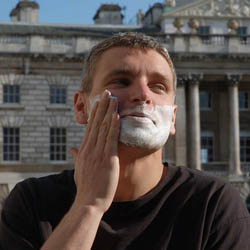 men shave for charity