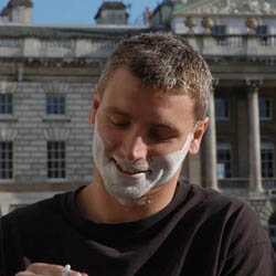 men shave for charity