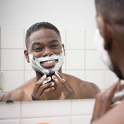 men shave for charity