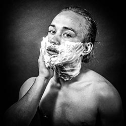 men shave for charity