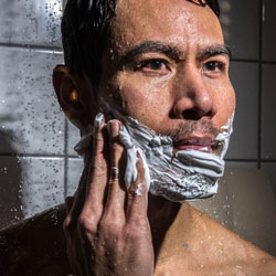 men shave for charity