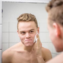 men shave for charity