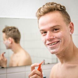 men shave for charity