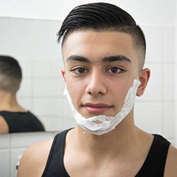 men shave for charity