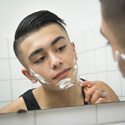 men shave for charity