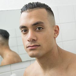 men shave for charity