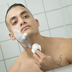 men shave for charity