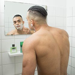 men shave for charity