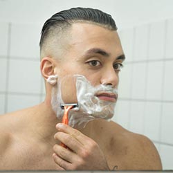 men shave for charity