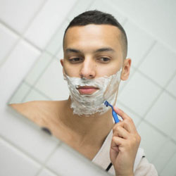 men shave for charity