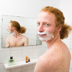 men shave for charity