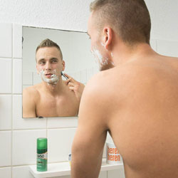 men shave for charity