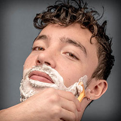 men shave for charity