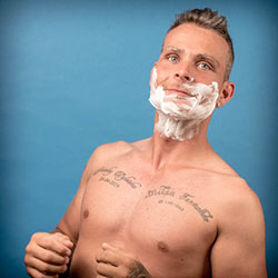 men shave for charity