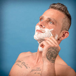 men shave for charity