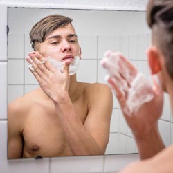 men shave for charity