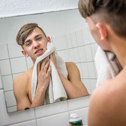 men shave for charity