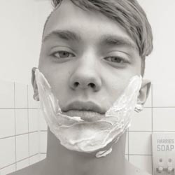 men shave for charity