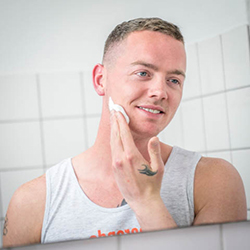 men shave for charity