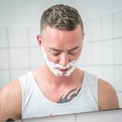 men shave for charity