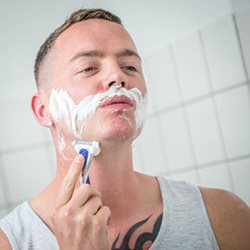 men shave for charity