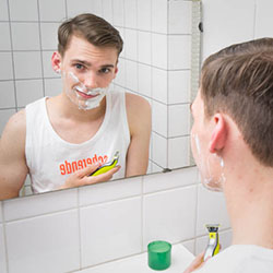 men shave for charity