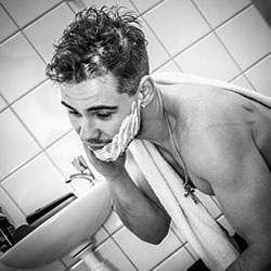 men shave for charity