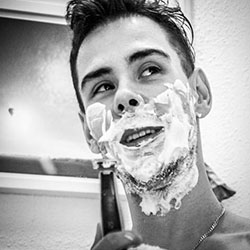 men shave for charity