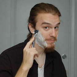 men shave for charity