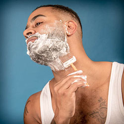 men shave for charity