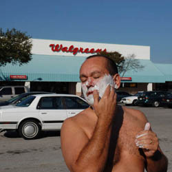 men shave for charity