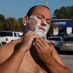 men shave for charity