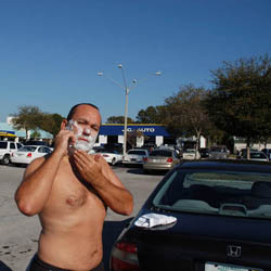 men shave for charity