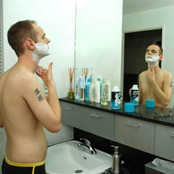 men shave for charity