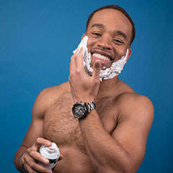 men shave for charity