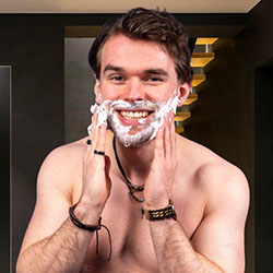 men shave for charity
