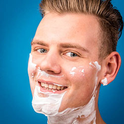 men shave for charity