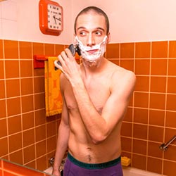 men shave for charity