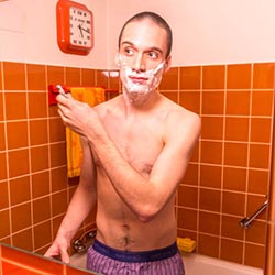 men shave for charity